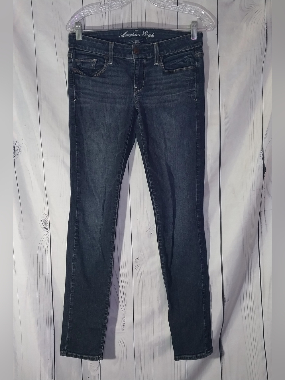 American Eagle Outfitters Women's Dark Blue Low-Rise Minimalist Y2K Skinny Jeans
